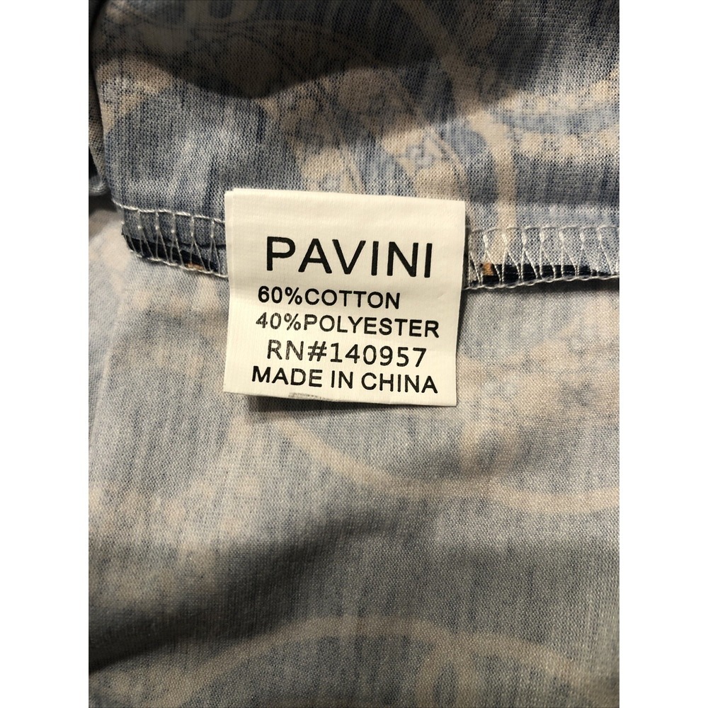 Pavini Polo Shirt Mens Size L-XL Black Gold Rings Circles Graphic Print - Picture 5 of 9